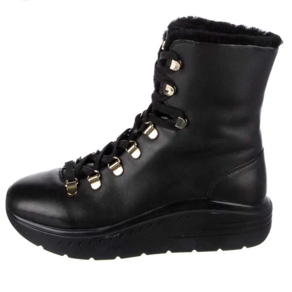Stuart Weitzman OCEANE Lace Up Shearling Boots sz 5.5 Retail $750
